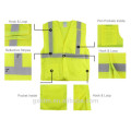 Gelbe Mesh Construction Tool hohe Sichtbarkeit reflektierende Sicherheitsweste ANSI 107 Hallo Vis Workwear Weste mit Taschen